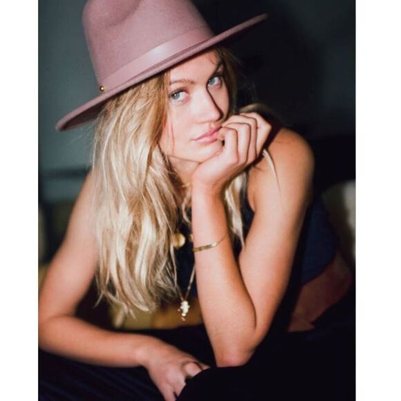 Veronica Beard Lack of Color The Fleur Wide Brim Hat Dusty Mauve Sz L NWT 150 main image 4